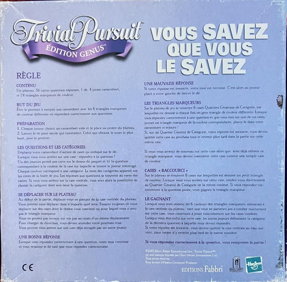 2003 - Édition Genus - voyage jeux de societe jouets 2003 edition genus voyage