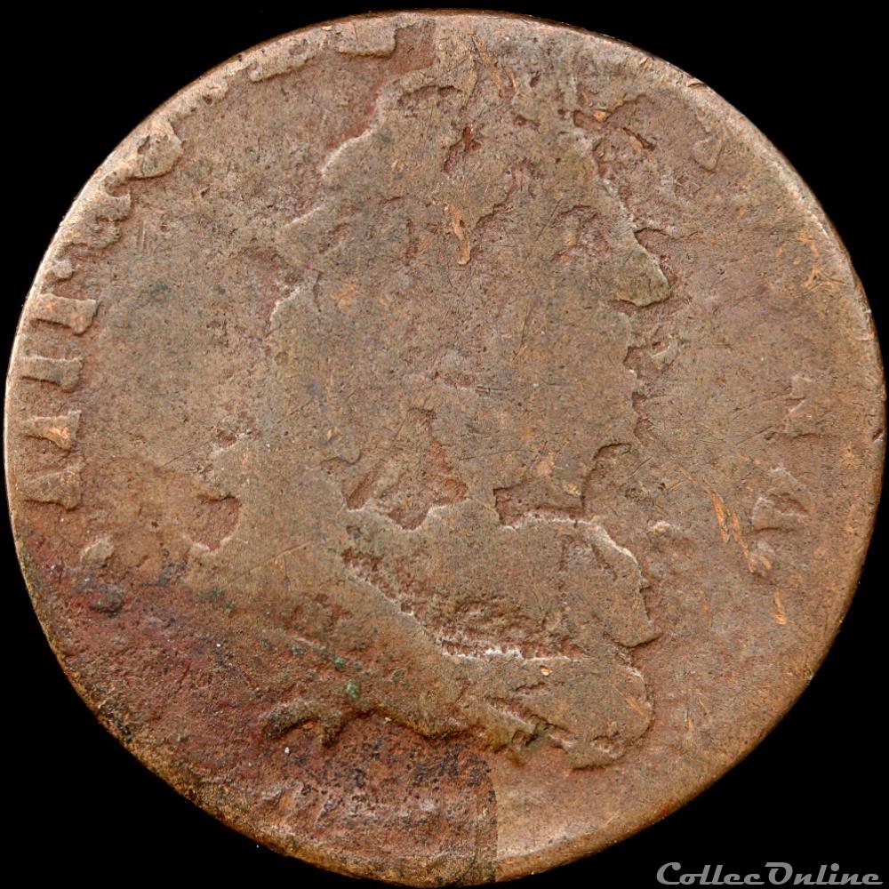 Louis XIV - Liard (faux) - Bayonne monnaies france royales louis xiv liard faux bayonne