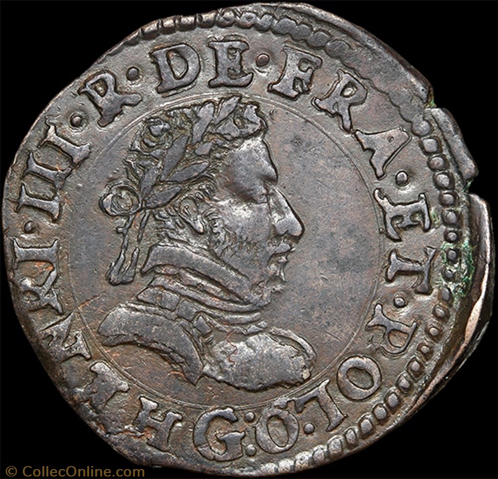 CGKL 96 - Henri III - Double tournois 1581 G Poitiers 2 monnaie france a royale cgkl 96 henri iii double tournois 1581 g poitiers