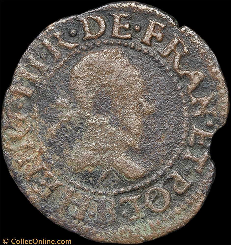 CGKL 114.B - Henri III - Denier tournois 1582 B Rouen 2 monnaie france a royale cgkl 114 b henri iii denier tournois 1582 b rouen