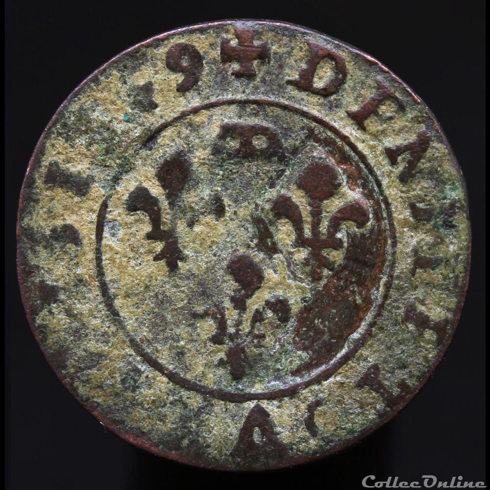 monnaie france feodale cgkl 756 dombes gaston orleans 1627 1650 denier tournois 1649