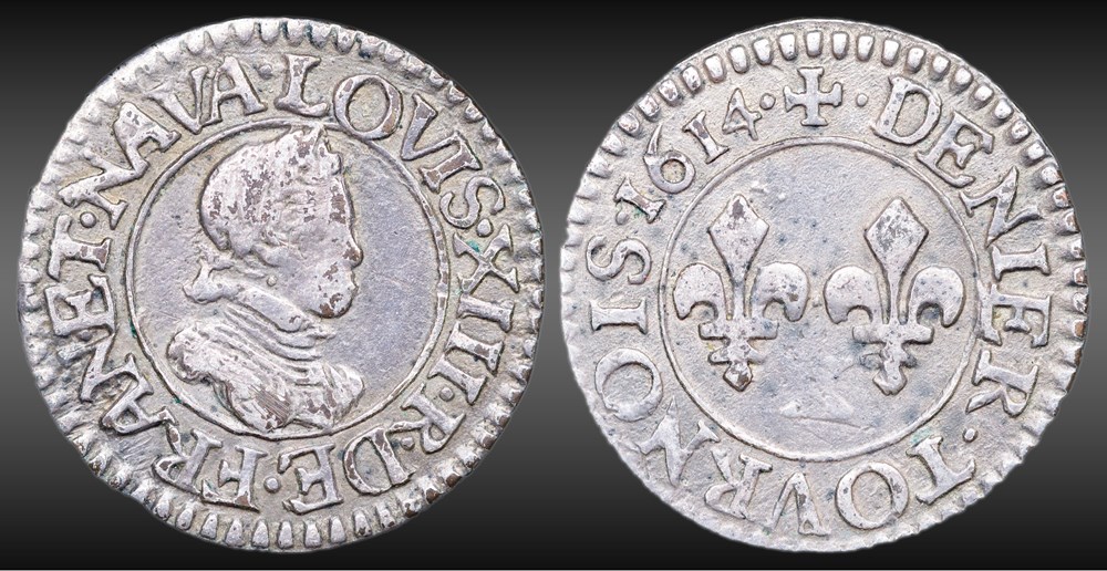 CGKL 268 - Louis XIII - Denier tournois 1614 X Amiens monnaies europe medievale france royales cgkl 268 louis xiii denier tournois 1614 x amiens