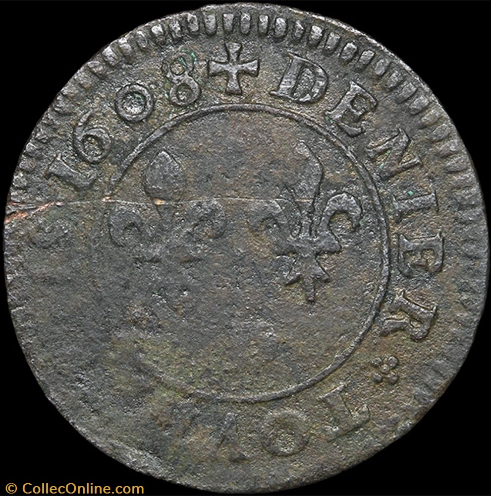 monnaies europe medievale france royales cgkl 206 a henri iv denier tournois 1608 d lyon