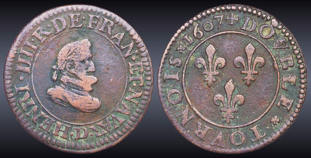 monnaies europe medievale france royales cgkl 202 a henri iv double tournois 1607 d lyon