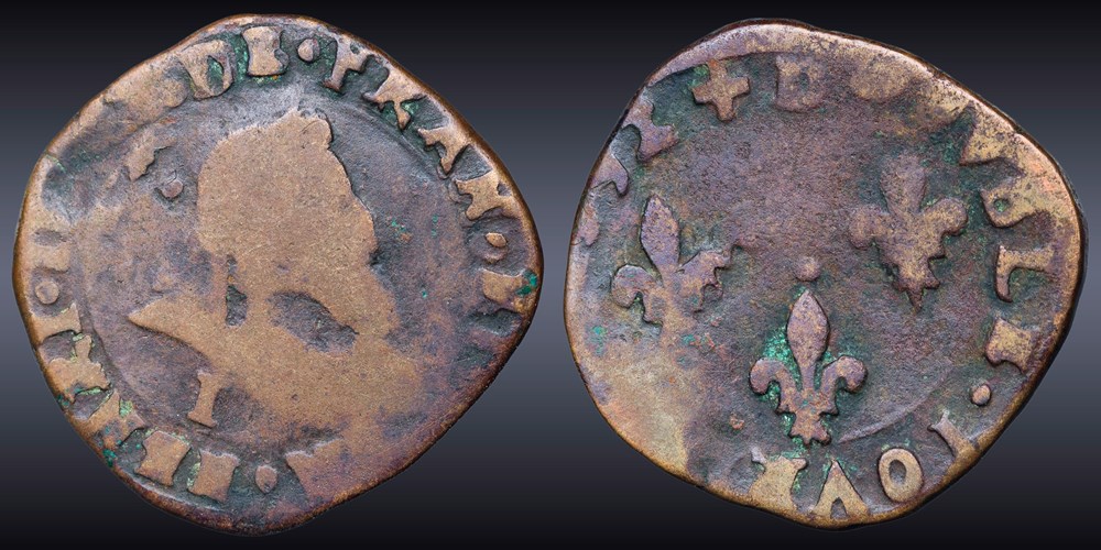 CGKL 198 - Henri IV - Double tournois 1592 I Limoges monnaies europe medievale a france royales cgkl 198 henri iv double tournois 1592 i limoges