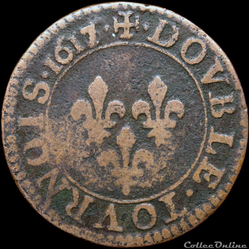 monnaie france royale cgkl 386 louis xiii double tournois 1617 16 a paris