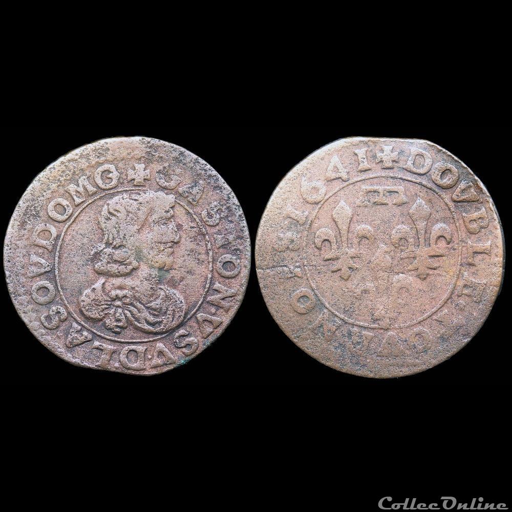 monnaie france feodale cgkl 752 dombes gaston orleans 1627 1650 double tournois 1641