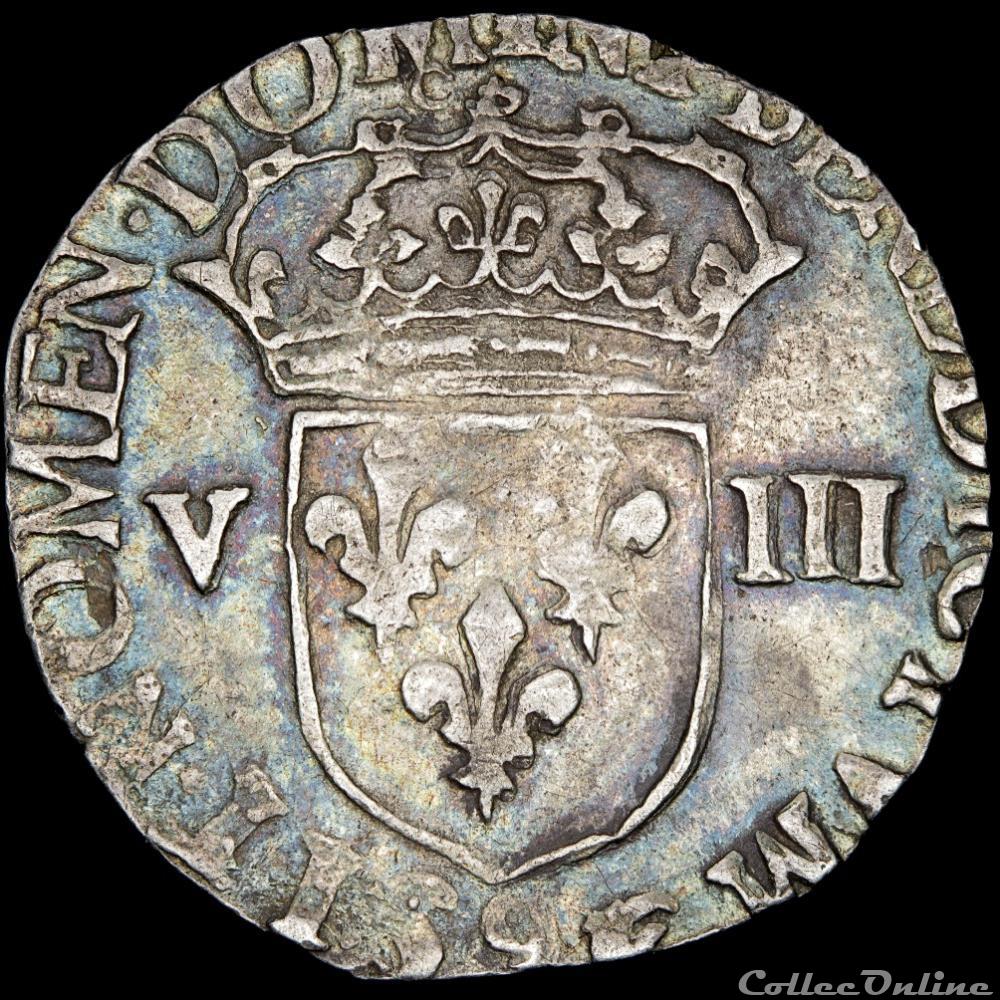 Henri III (1574-1589) - Huitième d'écu - 1588 "9" Rennes 2 monnaie france a royale henri iii 1574 1589 huitieme ecu 1588 9 rennes