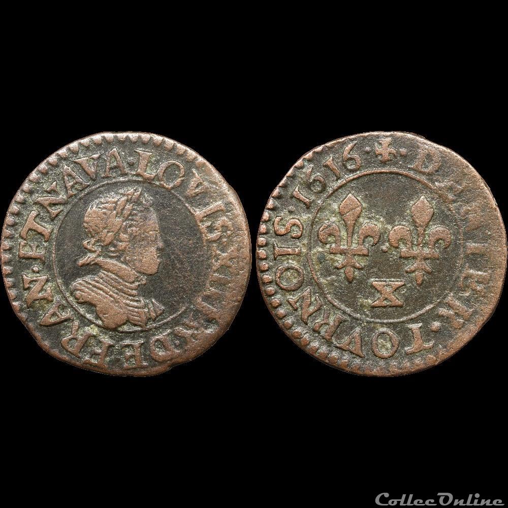 monnaie france royale cgkl 268 louis xiii denier tournois 1616 x amiens