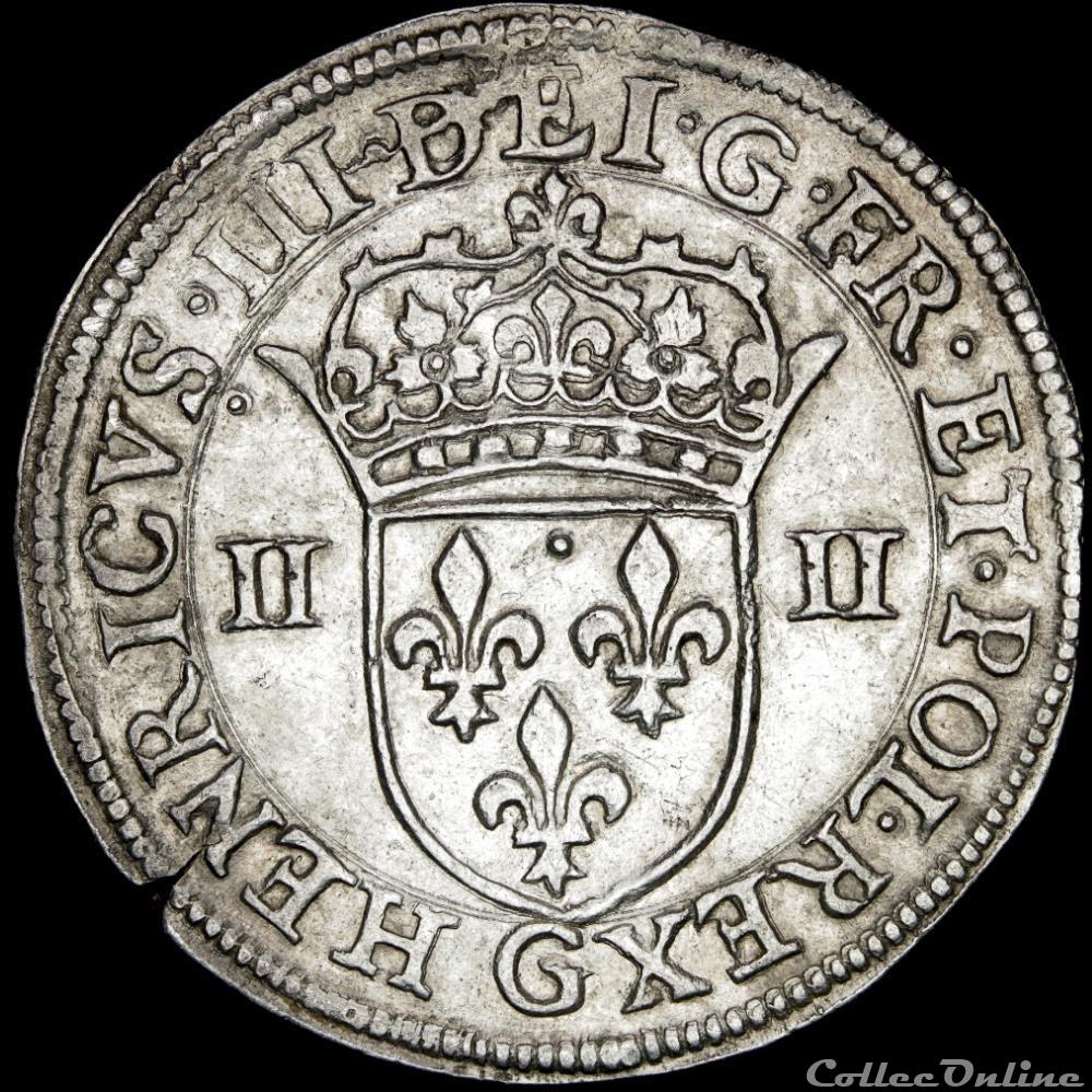 monnaie france royale henri iii 1574 1589 quart ecu 1587 g poitiers