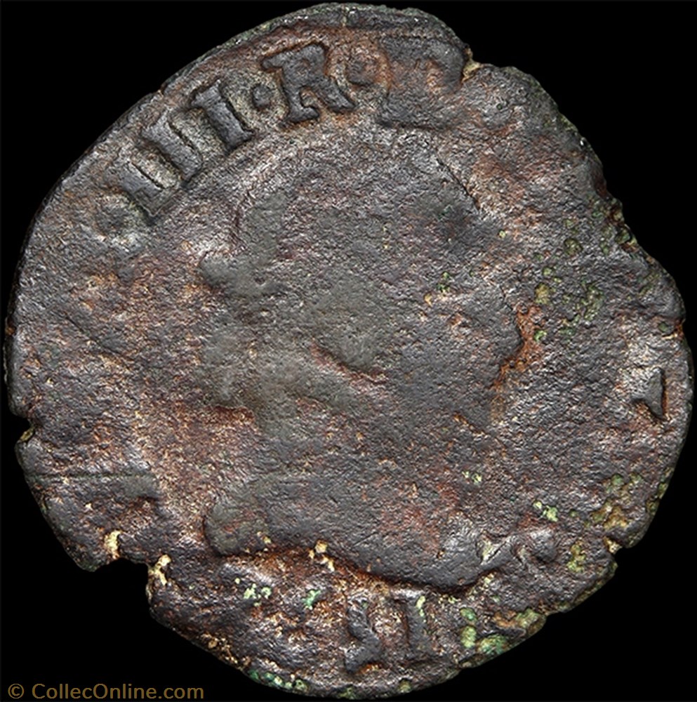 CGKL 124C - Henri III - Double tournois 1592 M Toulouse 2 monnaie france a royale cgkl 124c henri iii double tournois 1592 m toulouse