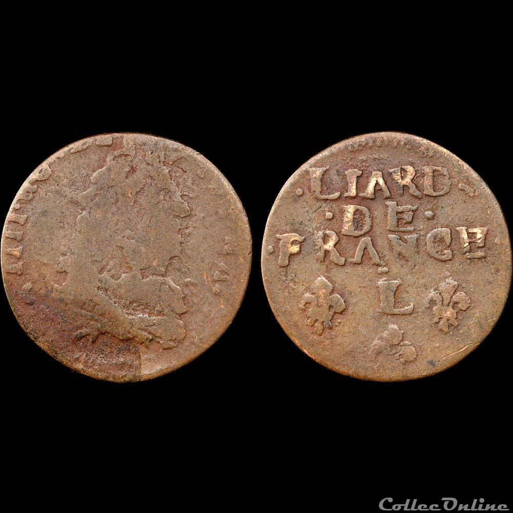 Louis XIV - Liard (faux) - Bayonne 3 monnaies france royales louis xiv liard faux bayonne
