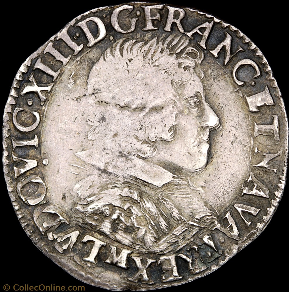 Louis XIII - Demi-franc dit "au buste juvénile"- 1635 M Toulouse monnaie france royale louis xiii demi franc dit au buste juvenile 1635 m toulouse