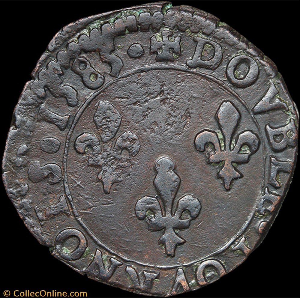 monnaie france a royale cgkl 128 henri iii double tournois 1585 e tours