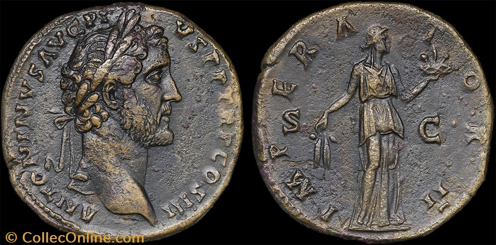 monnaie antique av jc ap romaine antonin imperator ii sc sesterce