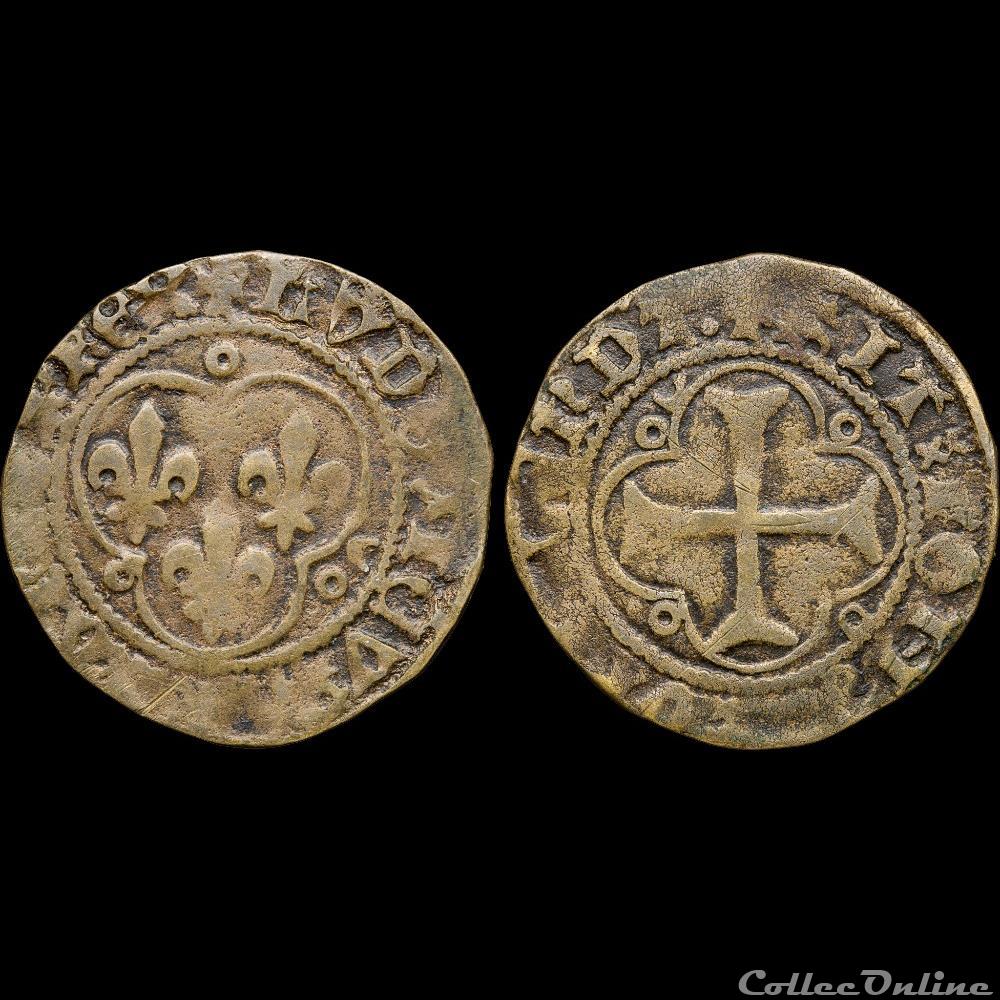 Louis XI (1461-1483) - Double tournois - Angers 3 monnaie france royale louis xi 1461 1483 double tournois angers
