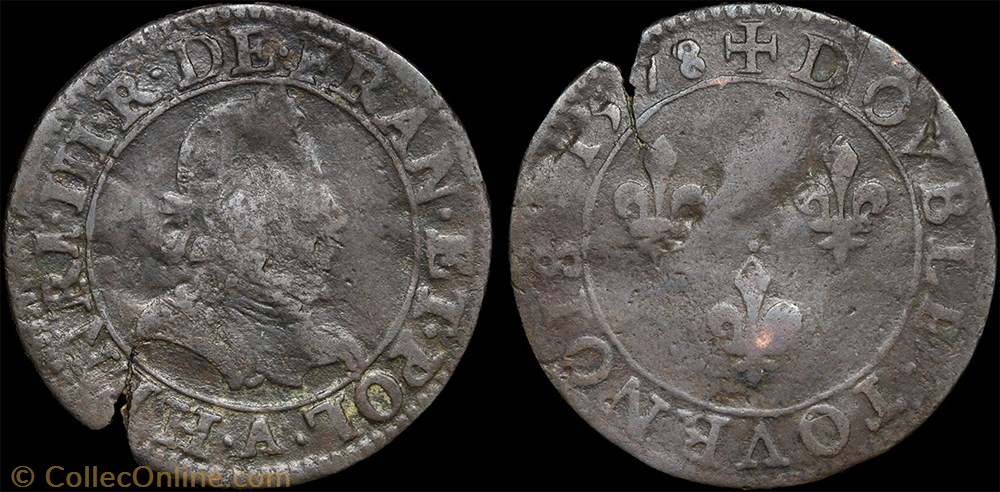 CGKL 84 - Henri III - Double tournois 1578 A Paris monnaie france royale cgkl 84 henri iii double tournois 1578 a paris