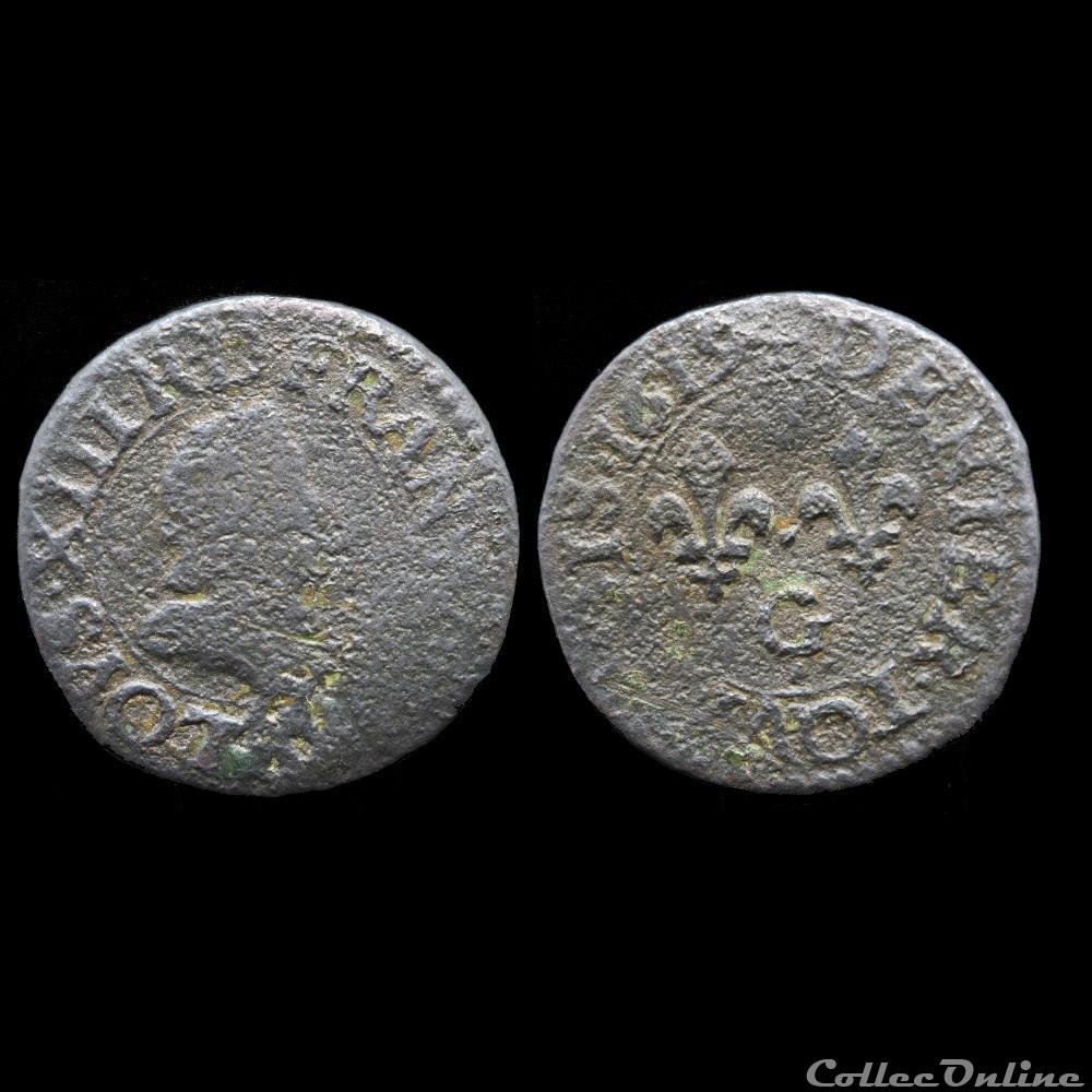 CGKL 416 - Louis XIII - Denier tournois 1619 G Poitiers 2 monnaie france royale cgkl 416 louis xiii denier tournois 1619 g poitiers