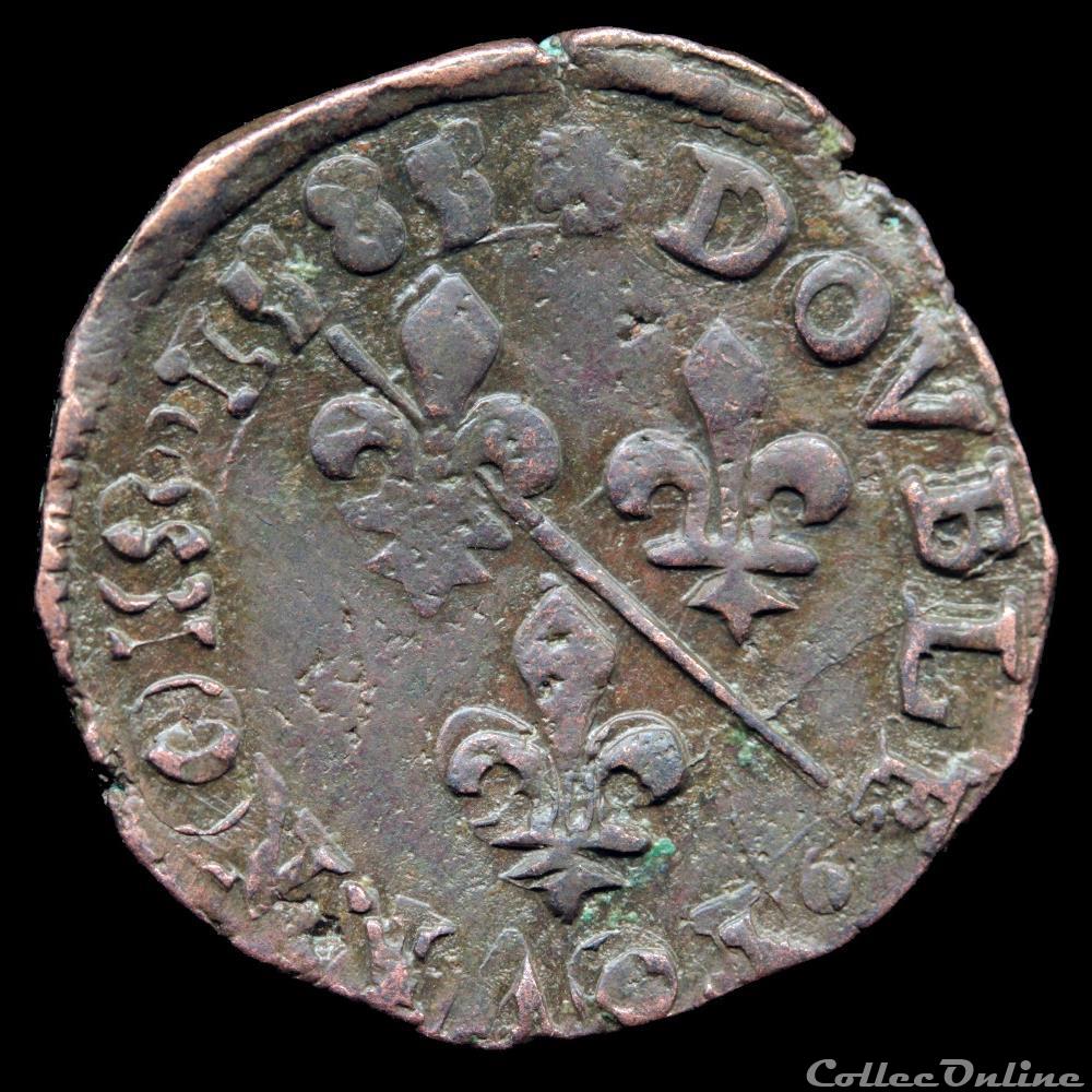 monnaie france feodale cgkl 720 dombes francois ii de bourbon montpensier 1582 1592 double tournois 1585