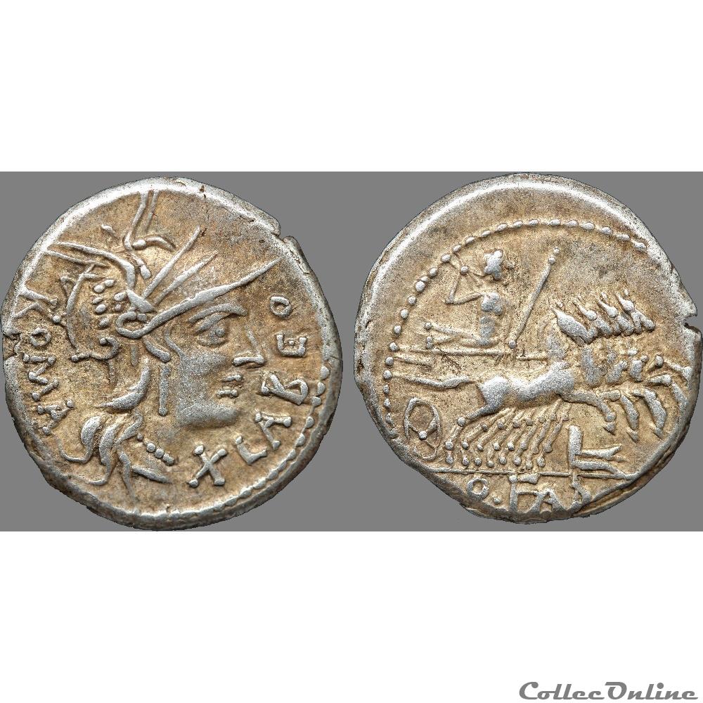 Gens Fabia - Denier - Fabius Labeo (c.144 av. J.C) 3 monnaie antique romaine gens fabia denier fabius labeo c 144 av j c