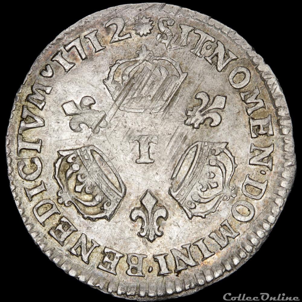 Louis XIV - Vingtième d'écu - 1712 T Nantes 2 monnaie france royale louis xiv vingtieme ecu 1712 t nantes