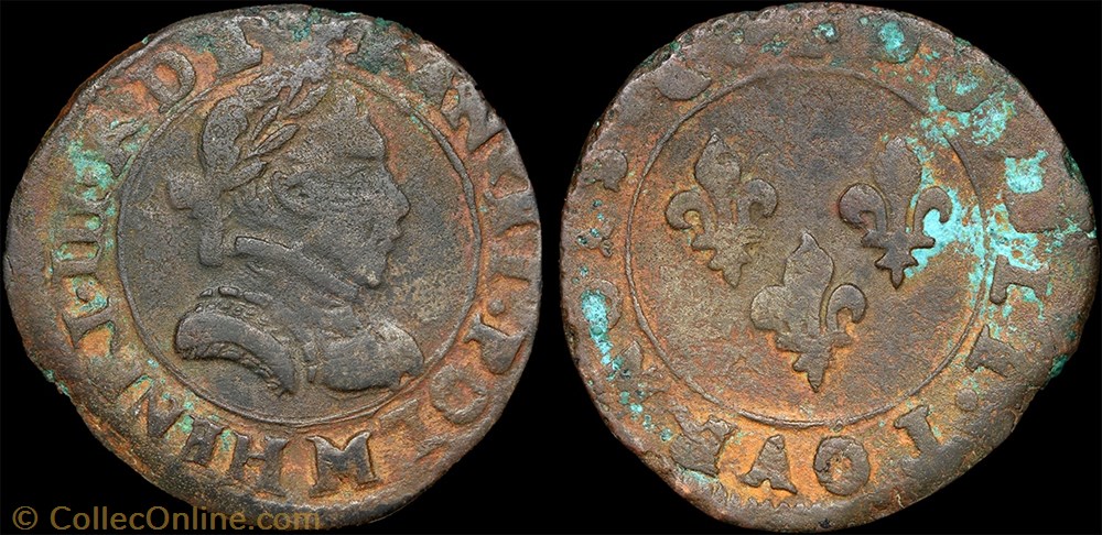 CGKL 124 - Henri III - Double tournois non daté M Toulouse monnaie france royale cgkl 124 henri iii double tournois non date m toulouse
