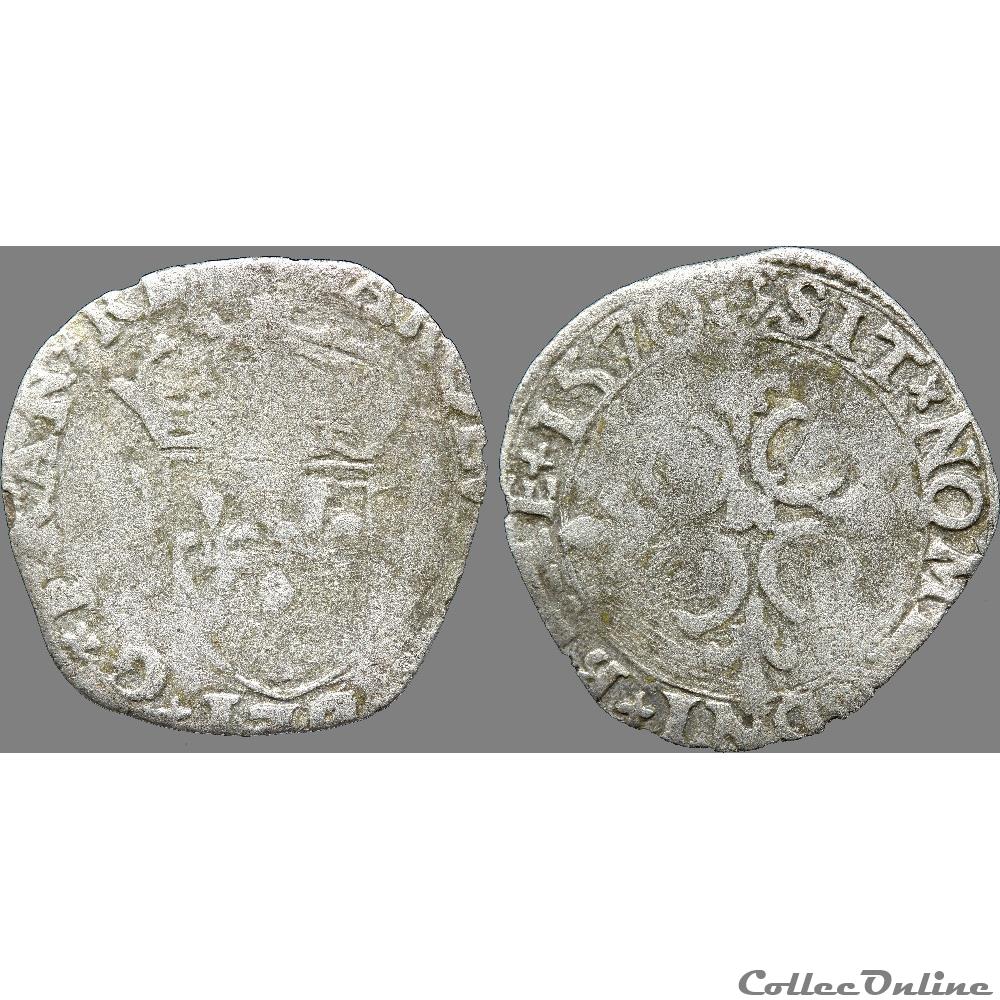 Charles IX - Sol parisis - 1570 N Montpellier 3 monnaie france royale charles ix sol parisis 1570 n montpellier