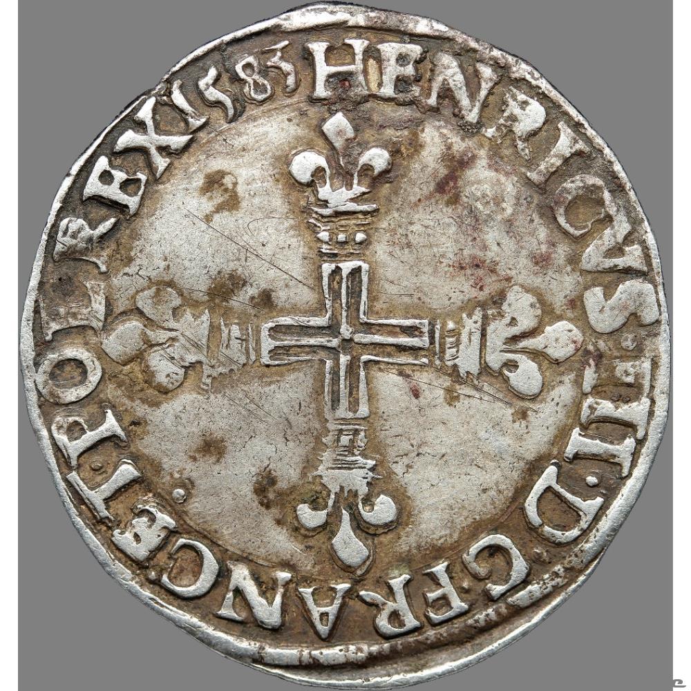 Henri III - Quart d'écu, croix de face - 1583 C Saint-Lô monnaie france royale henri iii quart ecu croix de face 1583 c saint lo