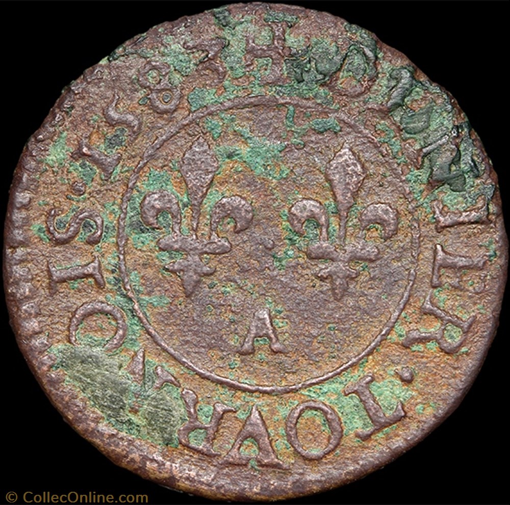 monnaie france royale cgkl 90 henri iii denier tournois 1583 a paris