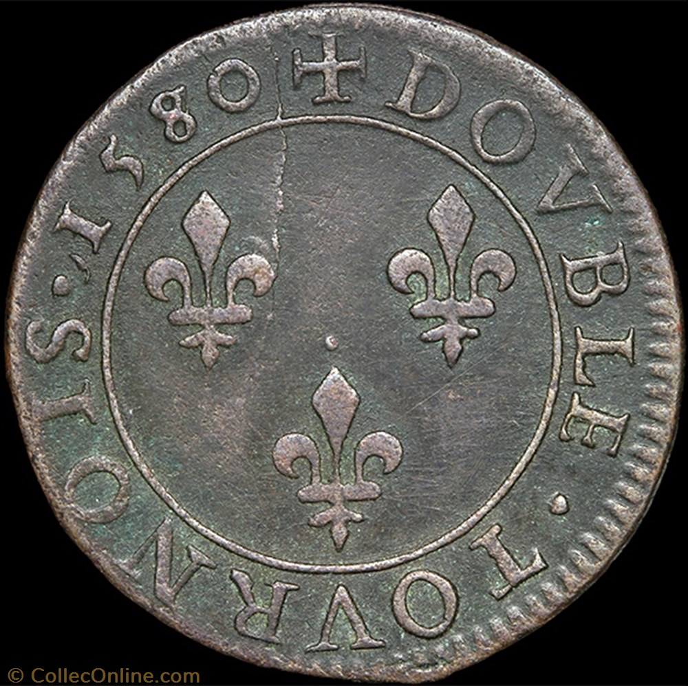 CGKL 84 - Henri III - Double tournois 1580/1579 A Paris 3 monnaie france royale cgkl 84 henri iii double tournois 1580 1579 a paris