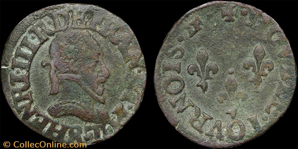 monnaie france royale cgkl 134 henri iii double tournois non date s troyes