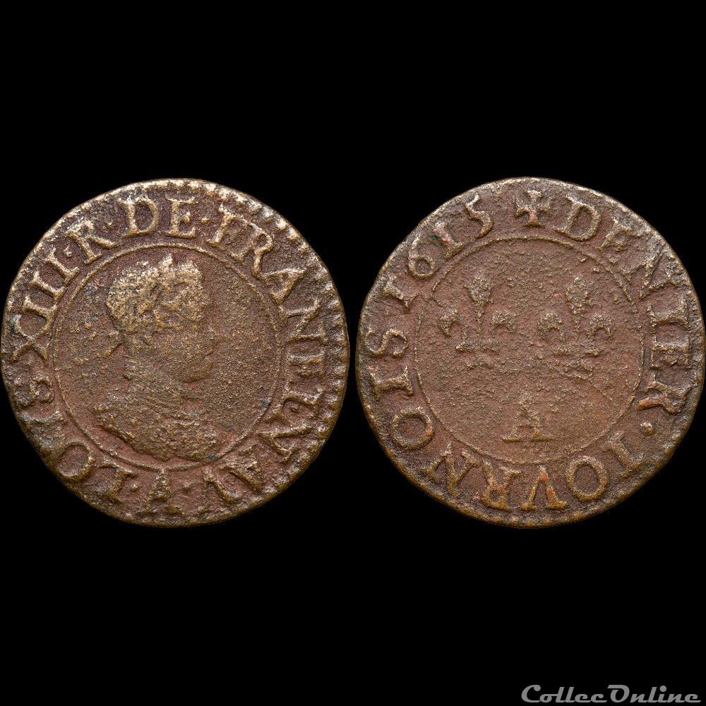 CGKL 400 - Louis XIII - Denier tournois 1615 A Paris 3 monnaie france royale cgkl 400 louis xiii denier tournois 1615 a paris