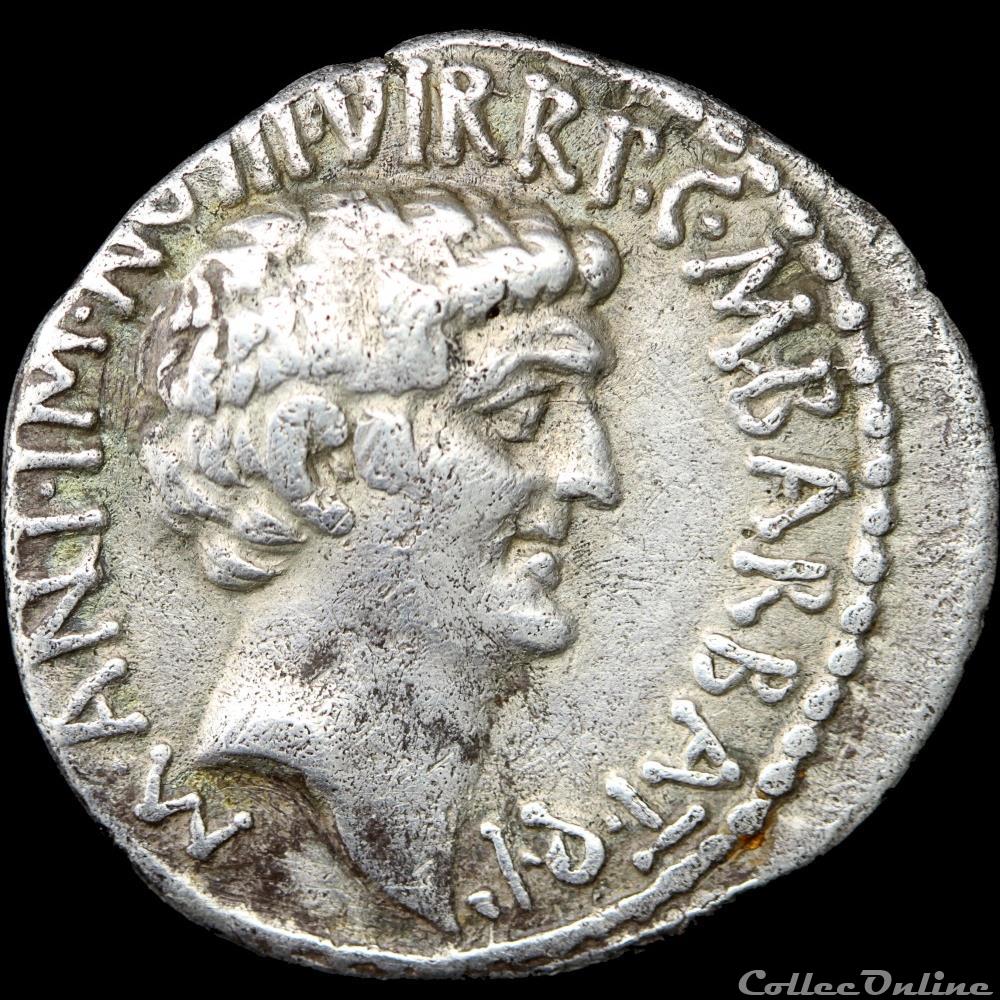 monnaie antique jc ap romaine marc antoine et octave 41 denier r octave