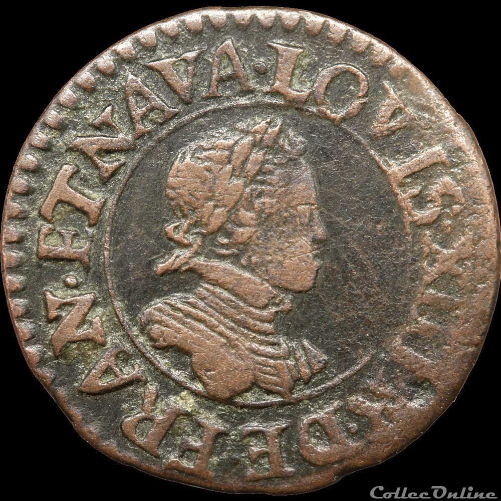 monnaie france royale cgkl 268 louis xiii denier tournois 1616 x amiens