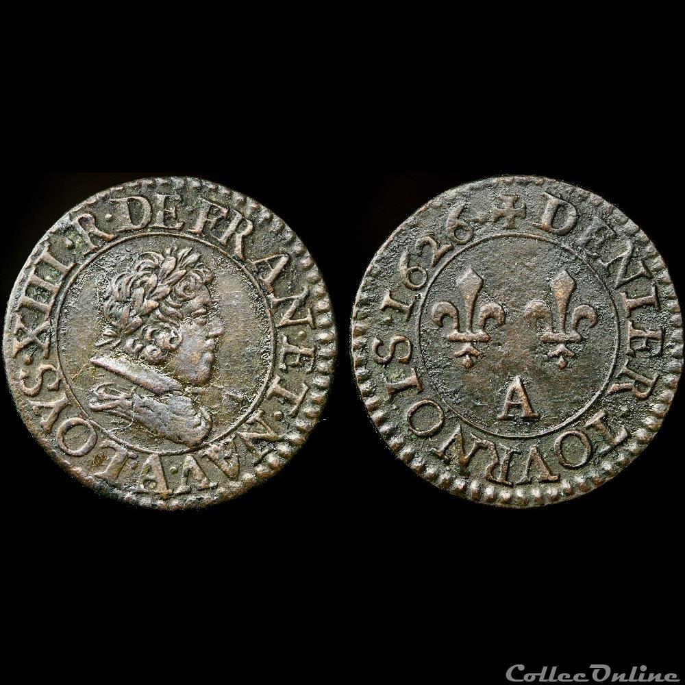 CGKL 404 - Louis XIII - Denier tournois 1626 A Paris 3 monnaie france royale cgkl 404 louis xiii denier tournois 1626 a paris