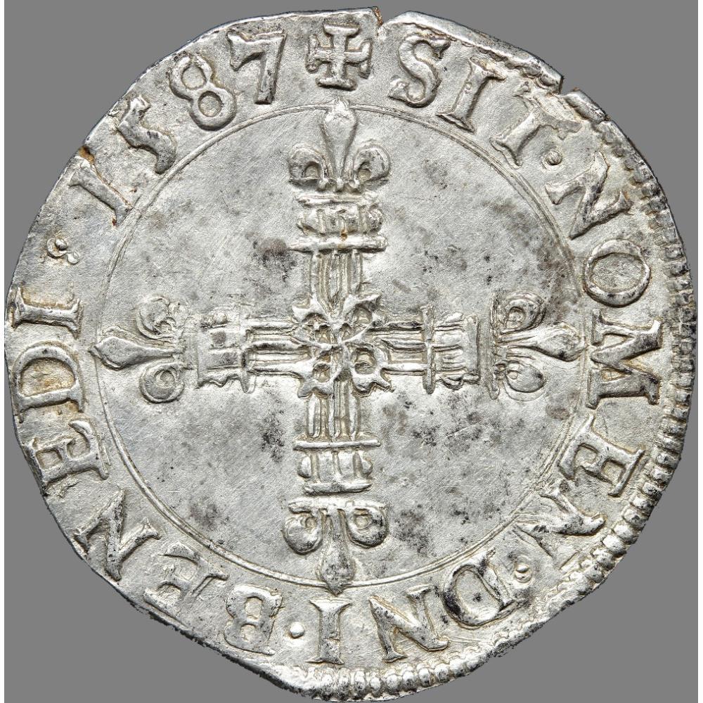 Henri III - Huitième d'écu - 1587 G Poitiers 2 monnaie france royale henri iii huitieme ecu 1587 g poitiers