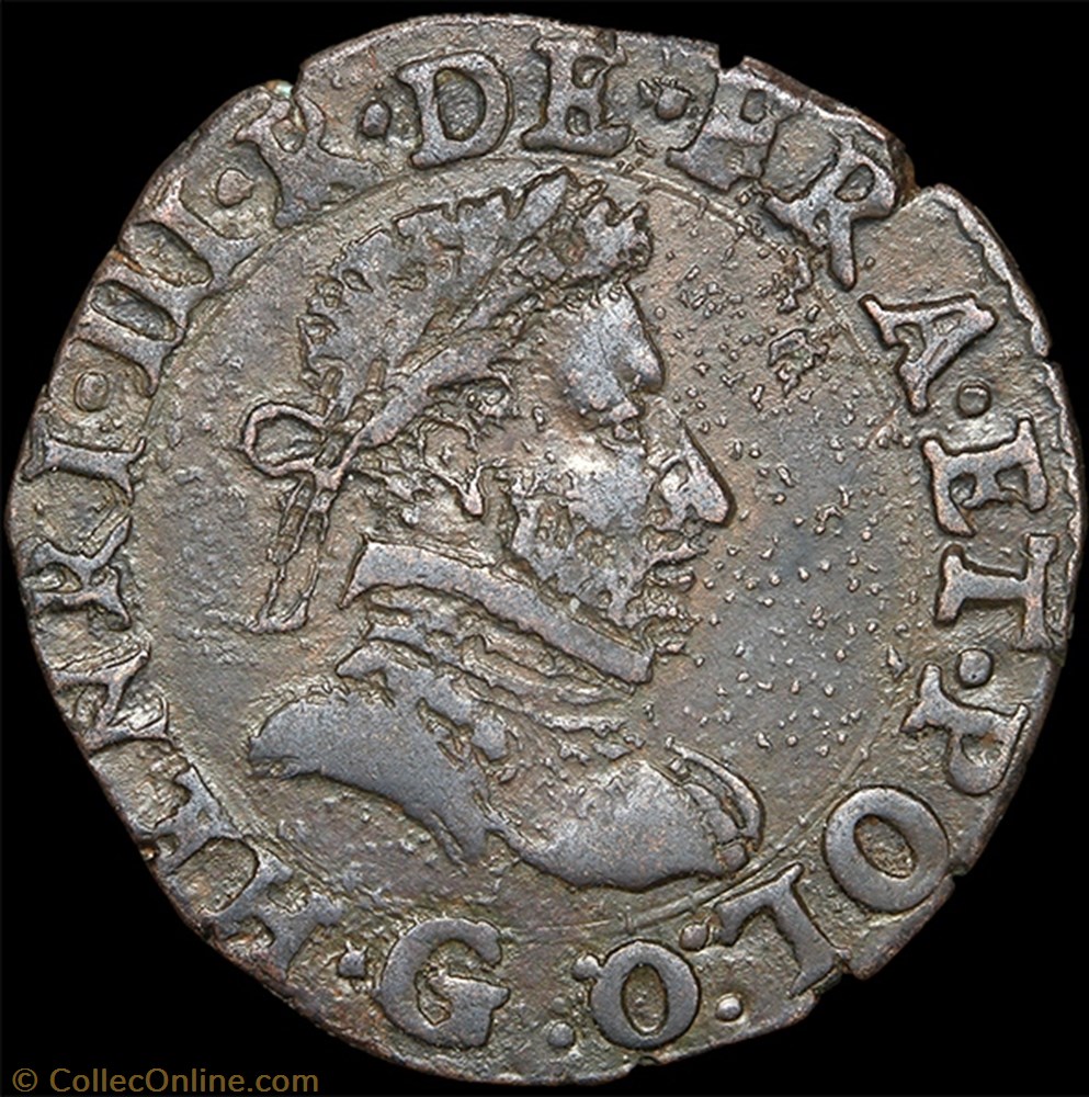 monnaie france a royale cgkl 96 henri iii double tournois 1580 g poitiers