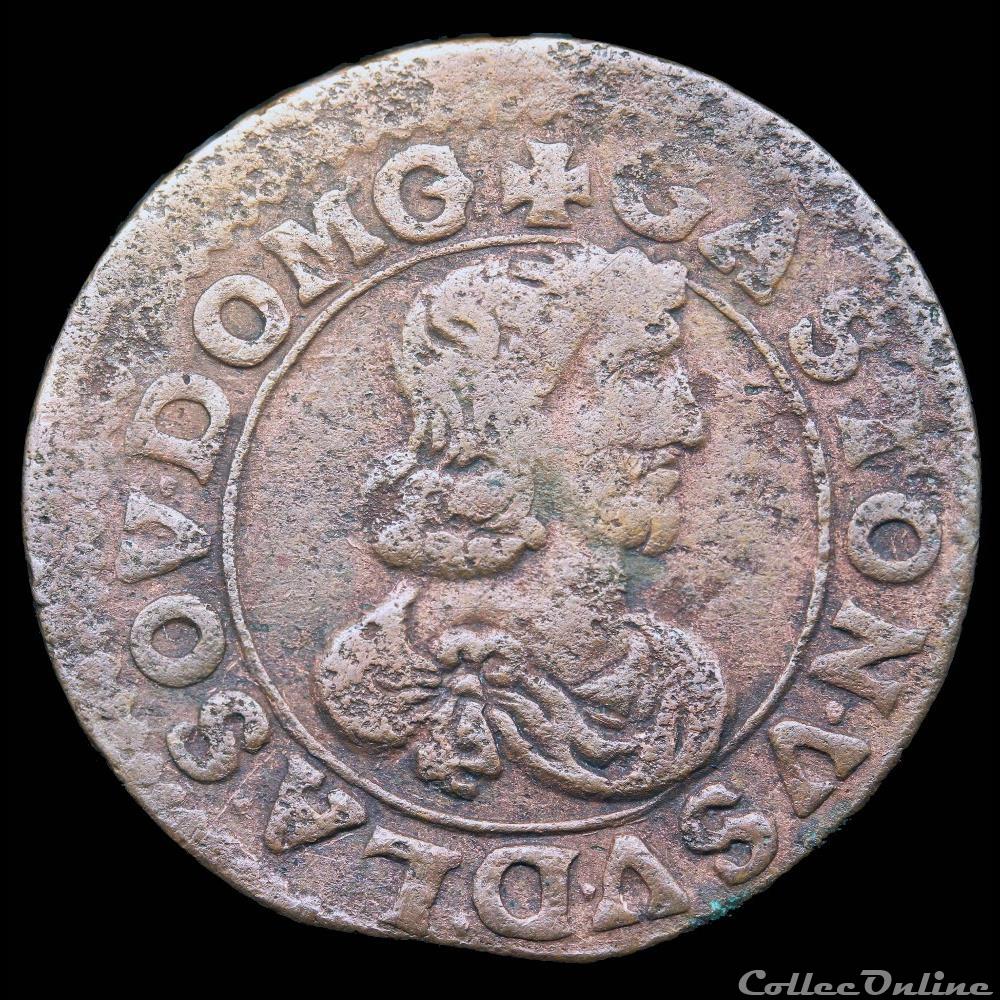 monnaie france feodale cgkl 752 dombes gaston orleans 1627 1650 double tournois 1641