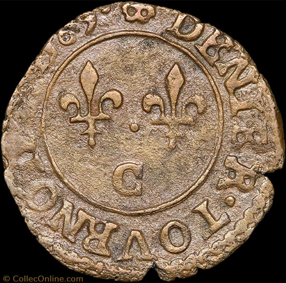monnaie france royale cgkl 122 henri iii denier tournois 1589 c saint lo