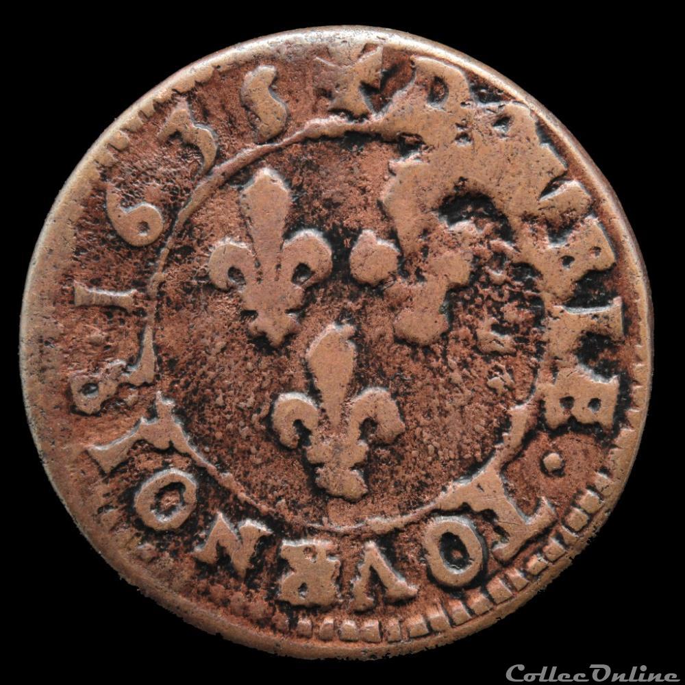 CGKL 506 - Louis XIII - Double tournois 1635 St Palais 3 monnaie france royale cgkl 506 louis xiii double tournois 1635 st palais
