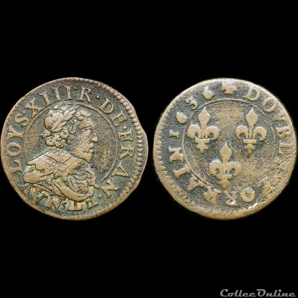 monnaie france royale cgkl 540 louis xiii double tournois 1636 stenay