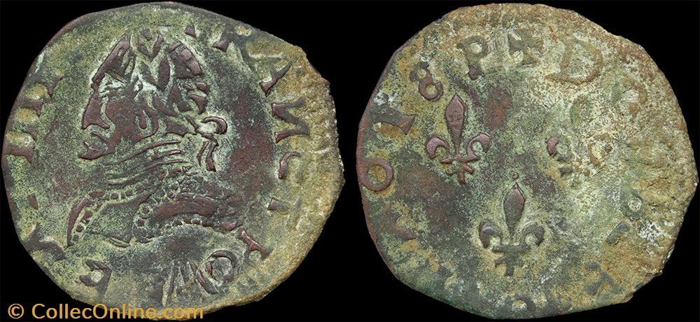 monnaie france royale cgkl 18 henri iii double tournois faux epoque