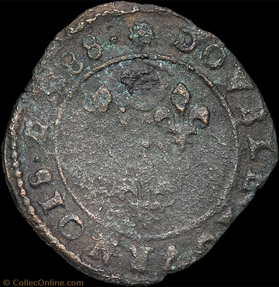 CGKL 118 - Henri III - Double tournois 1588 C Saint-Lô 3 monnaie france royale cgkl 118 henri iii double tournois 1588 c saint lo