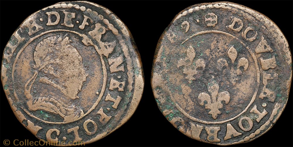 monnaie france royale cgkl 118 henri iii double tournois 1589 c saint lo