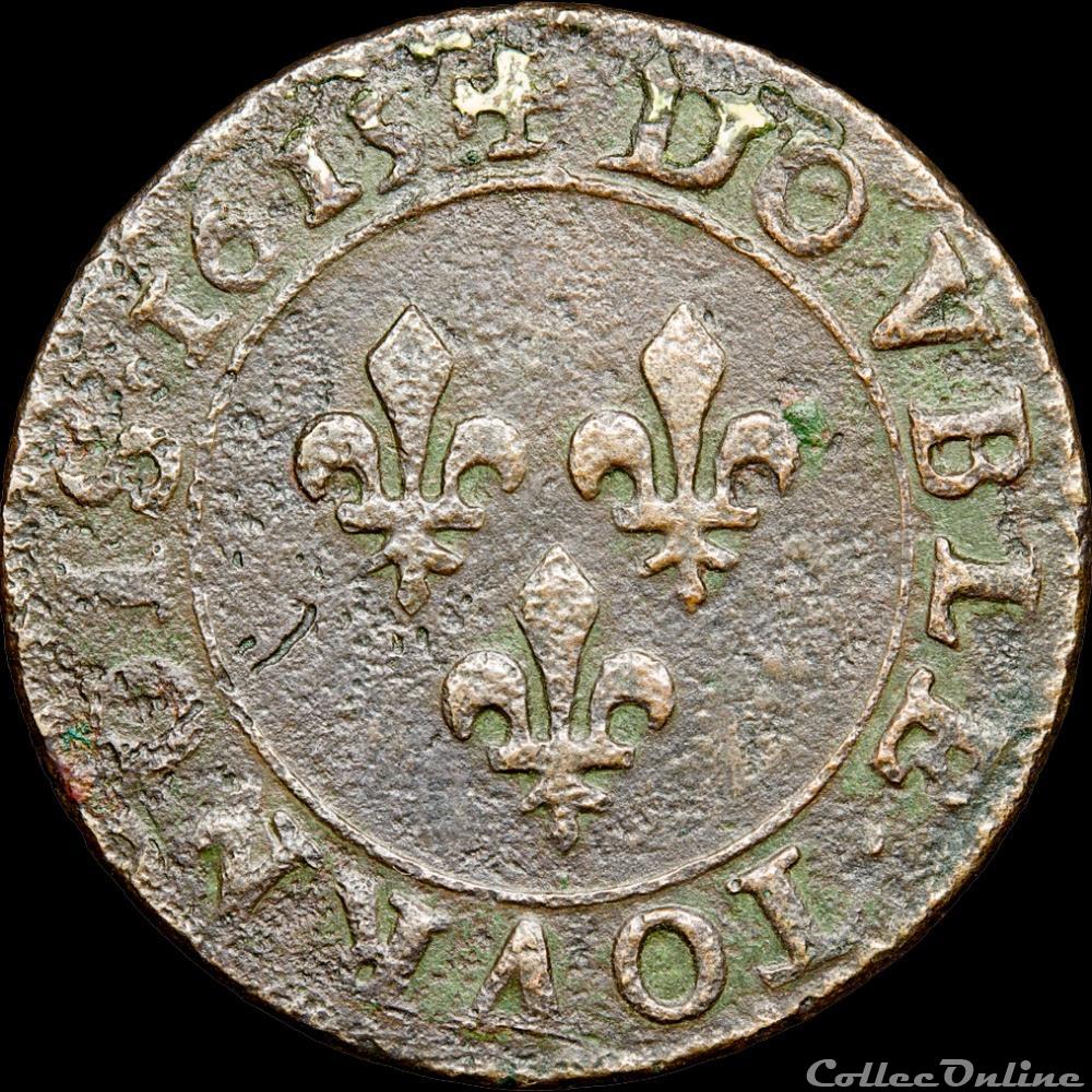 monnaie france royale cgkl 386 louis xiii double tournois 1615 a paris