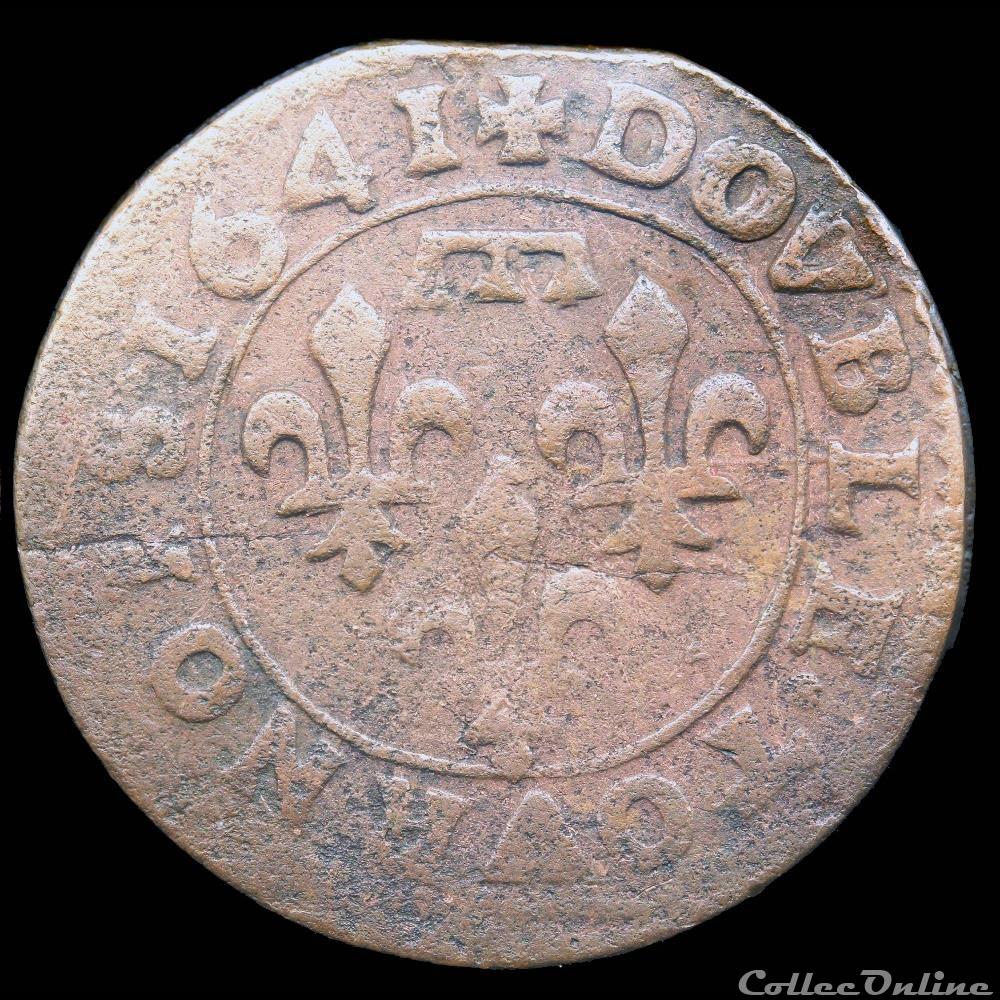 monnaie france feodale cgkl 752 dombes gaston orleans 1627 1650 double tournois 1641