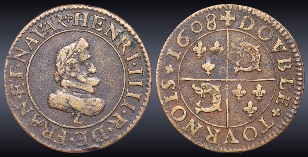monnaies europe medievale france royales cgkl 250 henri iv double tournois 1608 z dauphine