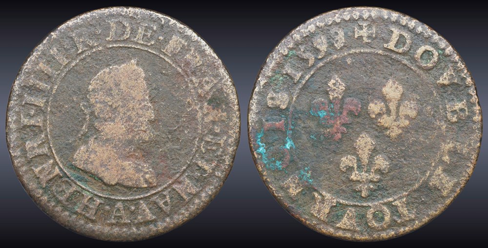 monnaies europe medievale france royales cgkl 222 henri iv double tournois 1599 1598 a paris