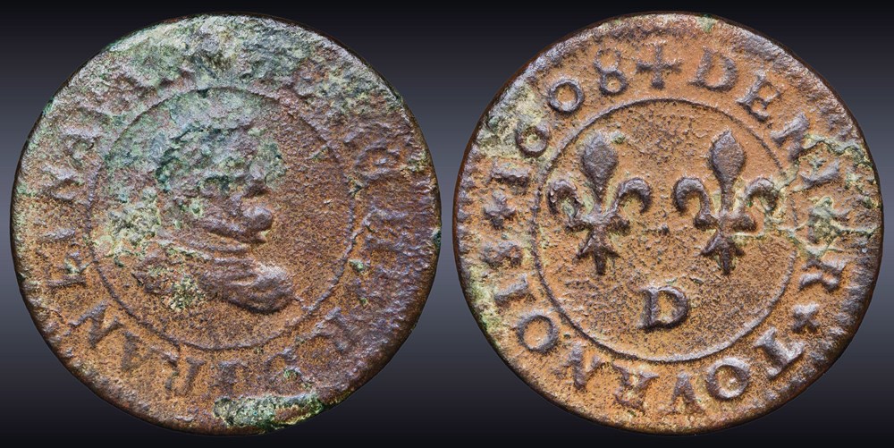 monnaies europe medievale france royales cgkl 206 a henri iv denier tournois 1608 d lyon
