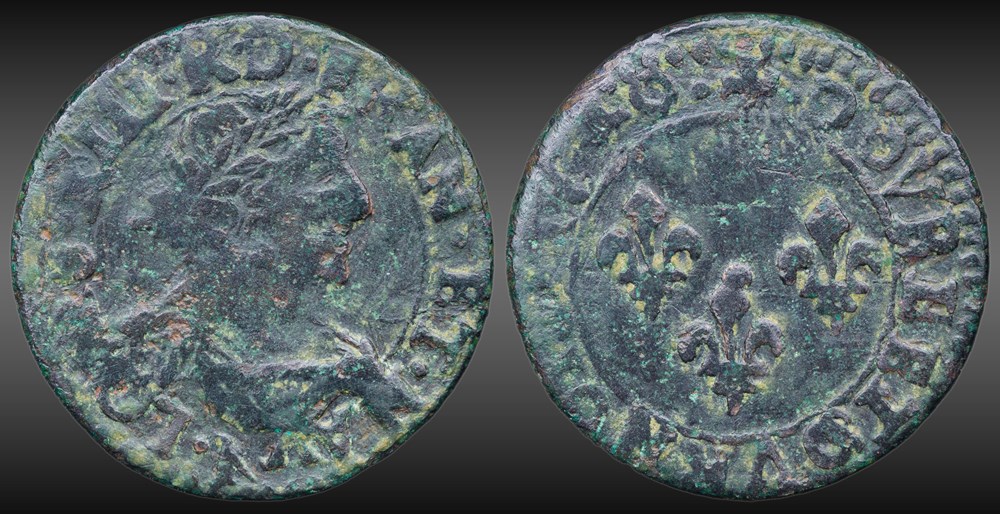 monnaies europe medievale france royales cgkl 296 louis xiii double tournois 1640 k bordeaux